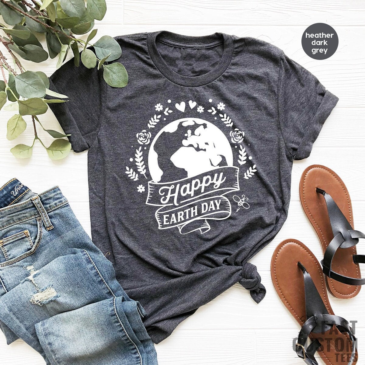 Herren T-Shirt "I Heart Earth", Lustig, Cool Earth Day, Naturliebhaber, Grün (Heather Green), XXXXX-Large