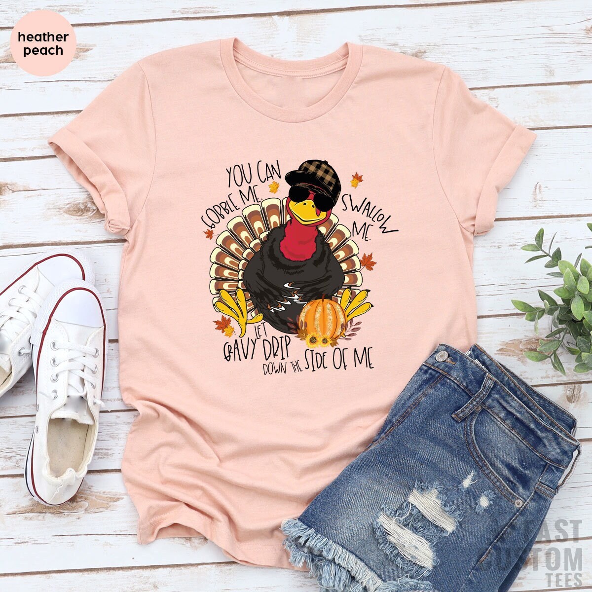 Women's Funny Thanksgiving Long Sleeve Shirt – Gobble Turkey Graphic Tee, Casual Fall Outfit