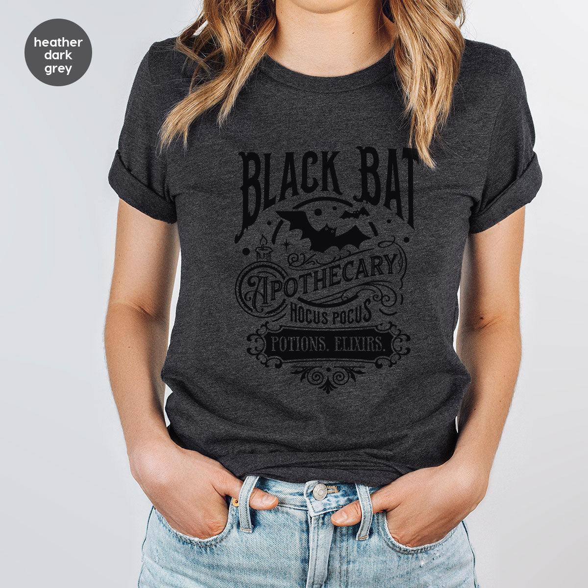 Funny Halloween Gifts, Bat Graphic Tees, Hocus Pocus Shirt, Spooky Season Tshirt, Apothecary Clothing, Women Vneck Shirts, Gift for Kids