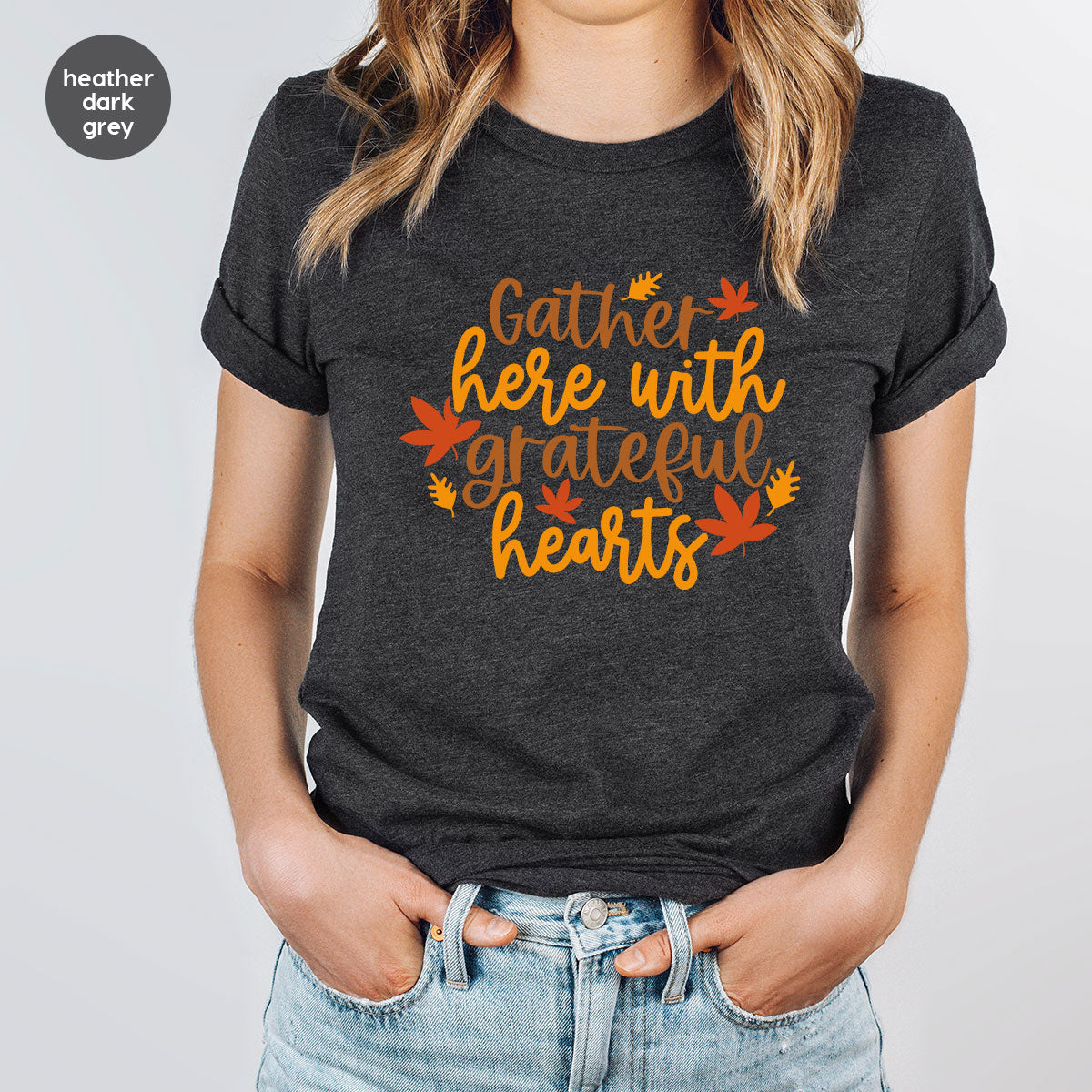 Fall Leaves Graphic Tees, Autumn Crewneck Sweatshirt, Fall Gifts, Happy Thanksgiving Clothing, Thankful T-Shirt, Matching Family Shirt