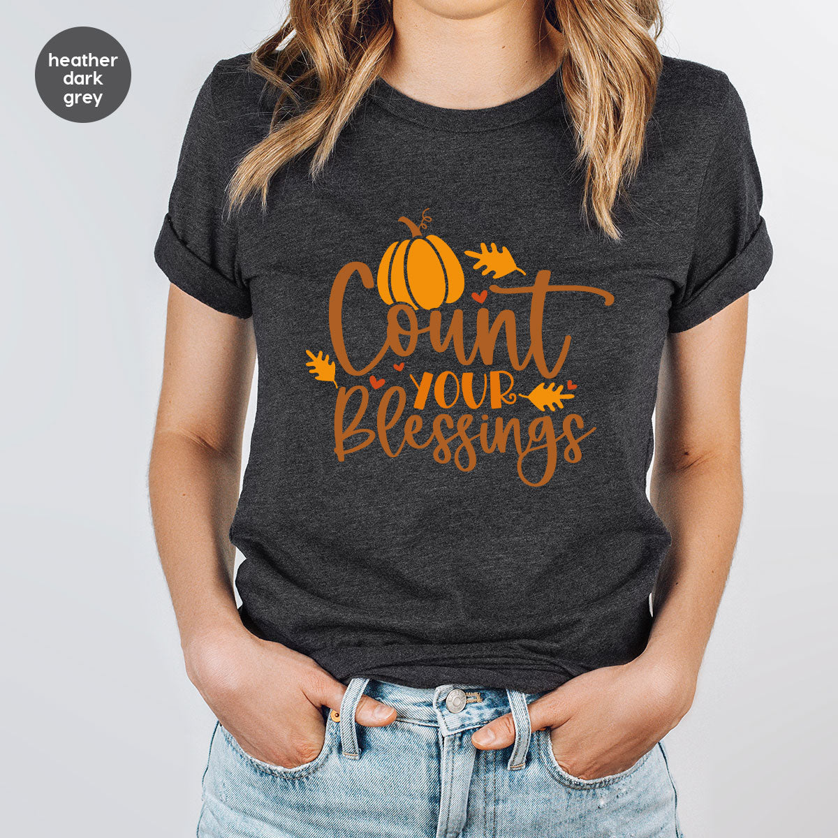 Cute Fall Outfit, Pumpkin Shirts, Gift for Her, Thanksgiving Clothing, Autumn Crewneck Sweatshirt, Blessed Vneck Tshirt, Leaves Graphic Tees