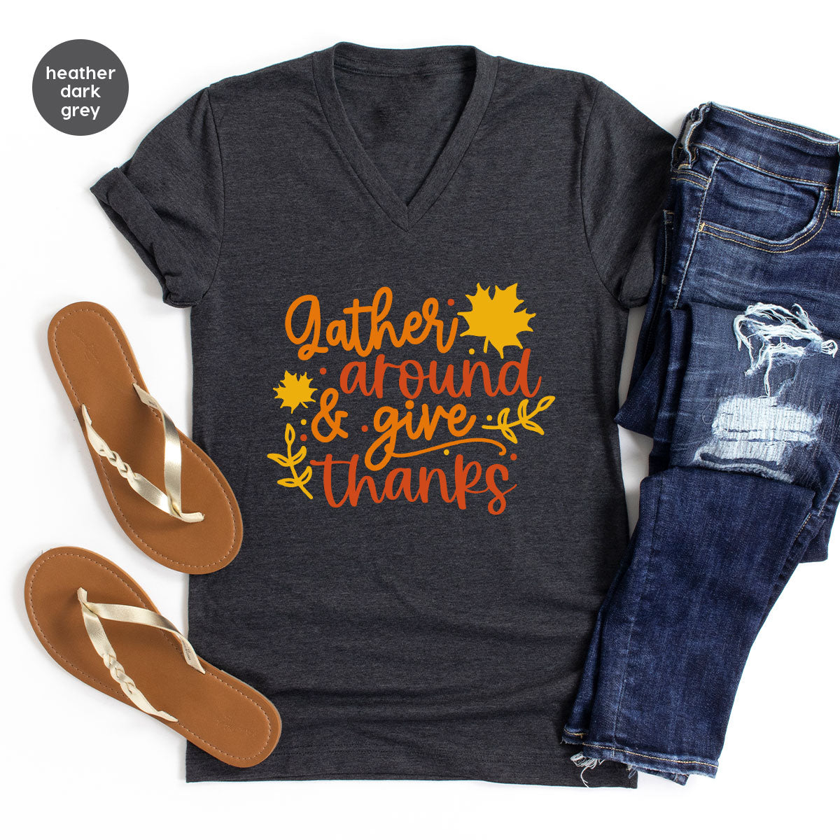 Thanksgiving Sweatshirts, Gifts for Family, Kids Fall Clothes, Leaves Graphic Tees, Autumn Toddler Outfits, Thankful Vneck TShirt