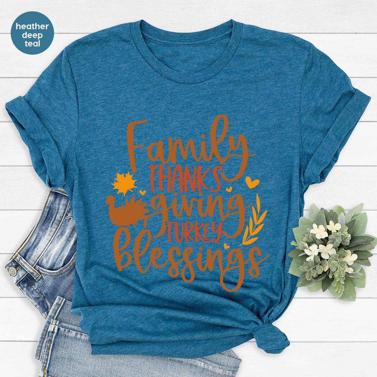 Family Thanksgiving Shirts, Gifts for Family, Autumn Crewneck Sweatshirt, Matching Family TShirts, Fall Vneck Tshirt, Turkey Graphic Tees
