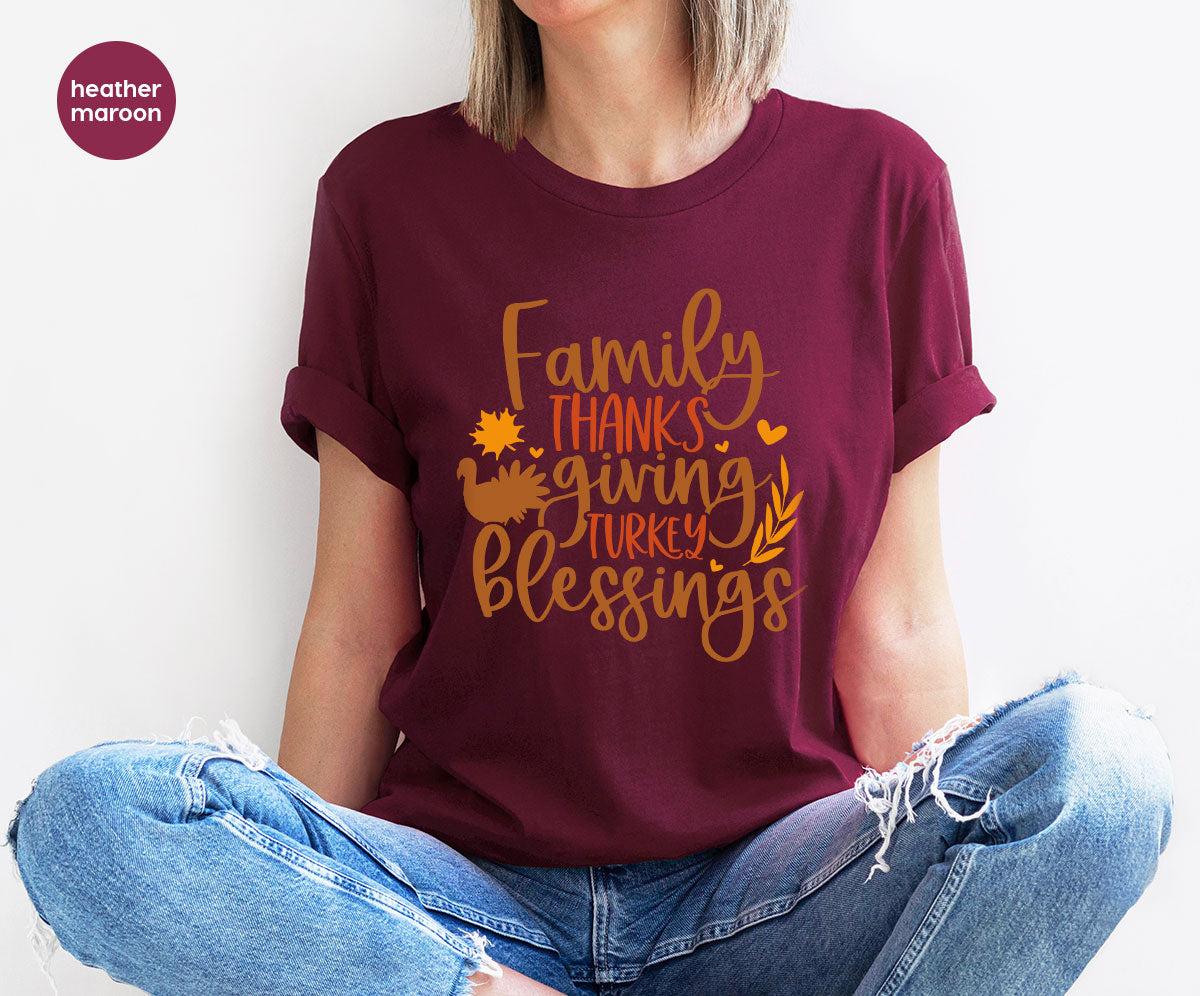 Family Thanksgiving Shirts, Gifts for Family, Autumn Crewneck Sweatshirt, Matching Family TShirts, Fall Vneck Tshirt, Turkey Graphic Tees