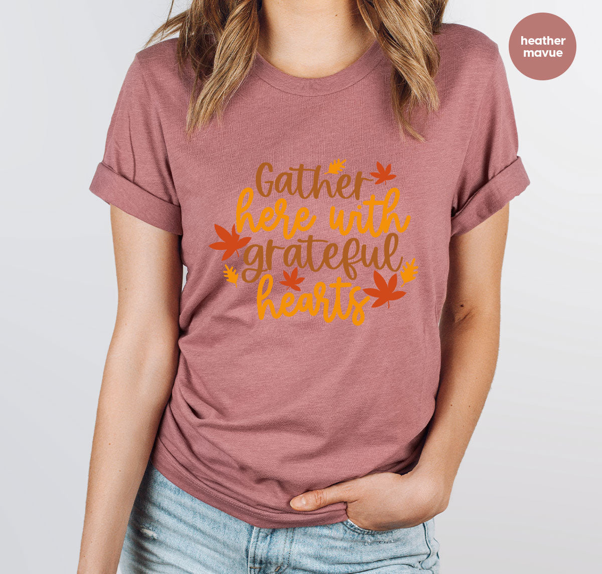 Fall Leaves Graphic Tees, Autumn Crewneck Sweatshirt, Fall Gifts, Happy Thanksgiving Clothing, Thankful T-Shirt, Matching Family Shirt