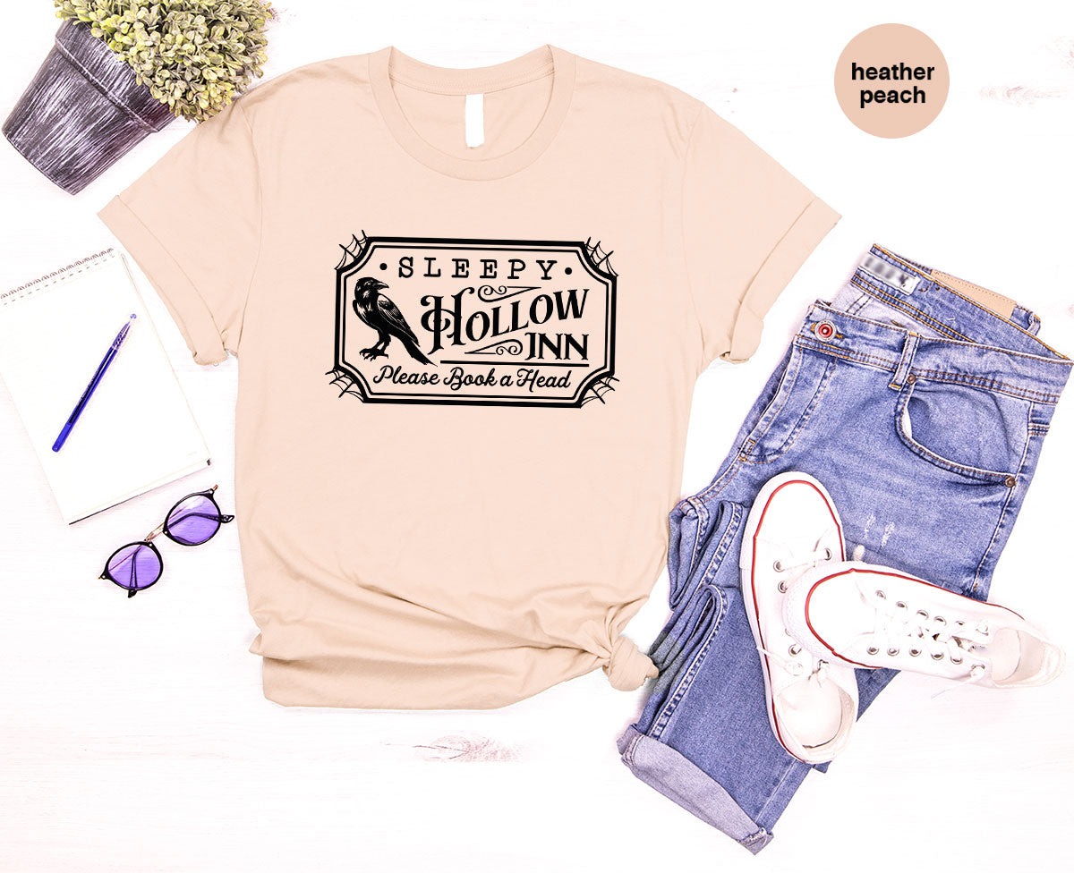 Halloween Crewneck Sweatshirt, Crow Graphic Tees, Gift for Him, Cool Movie T-Shirt, Gift for Her, Spooky Season Party VNeck Shirt