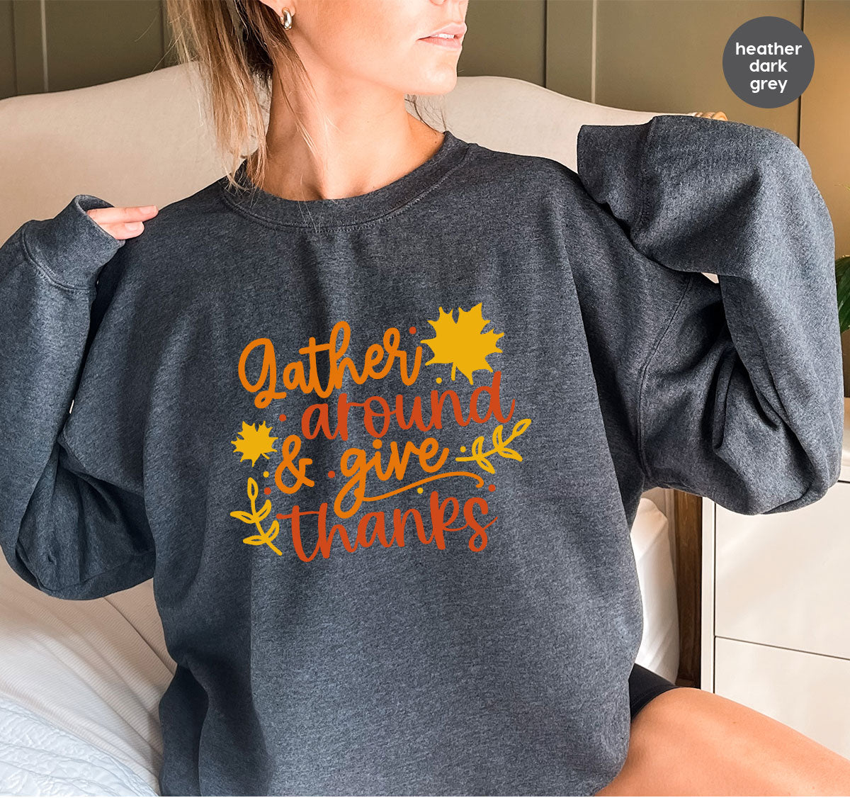 Thanksgiving Sweatshirts, Gifts for Family, Kids Fall Clothes, Leaves Graphic Tees, Autumn Toddler Outfits, Thankful Vneck TShirt