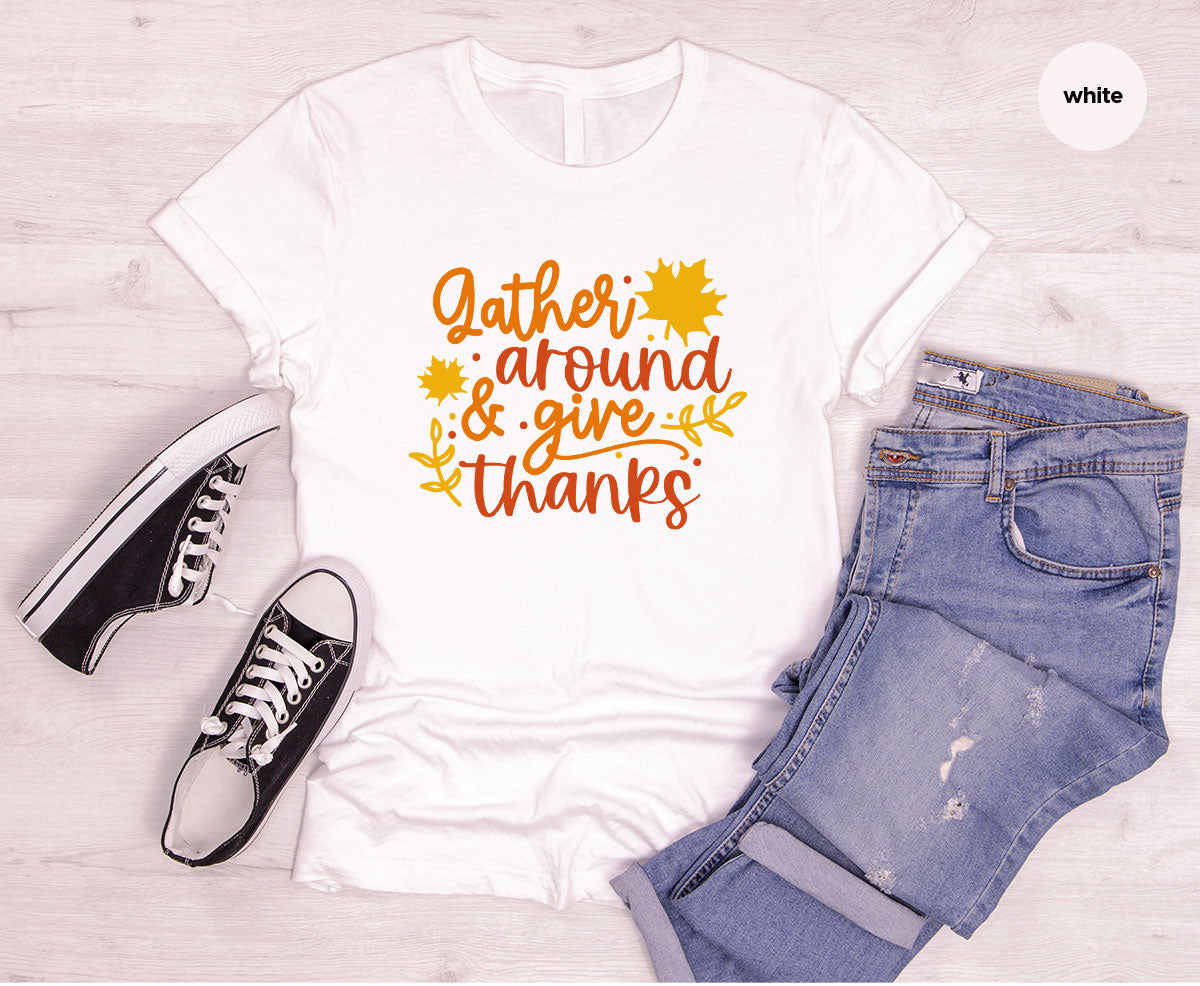 Thanksgiving Sweatshirts, Gifts for Family, Kids Fall Clothes, Leaves Graphic Tees, Autumn Toddler Outfits, Thankful Vneck TShirt