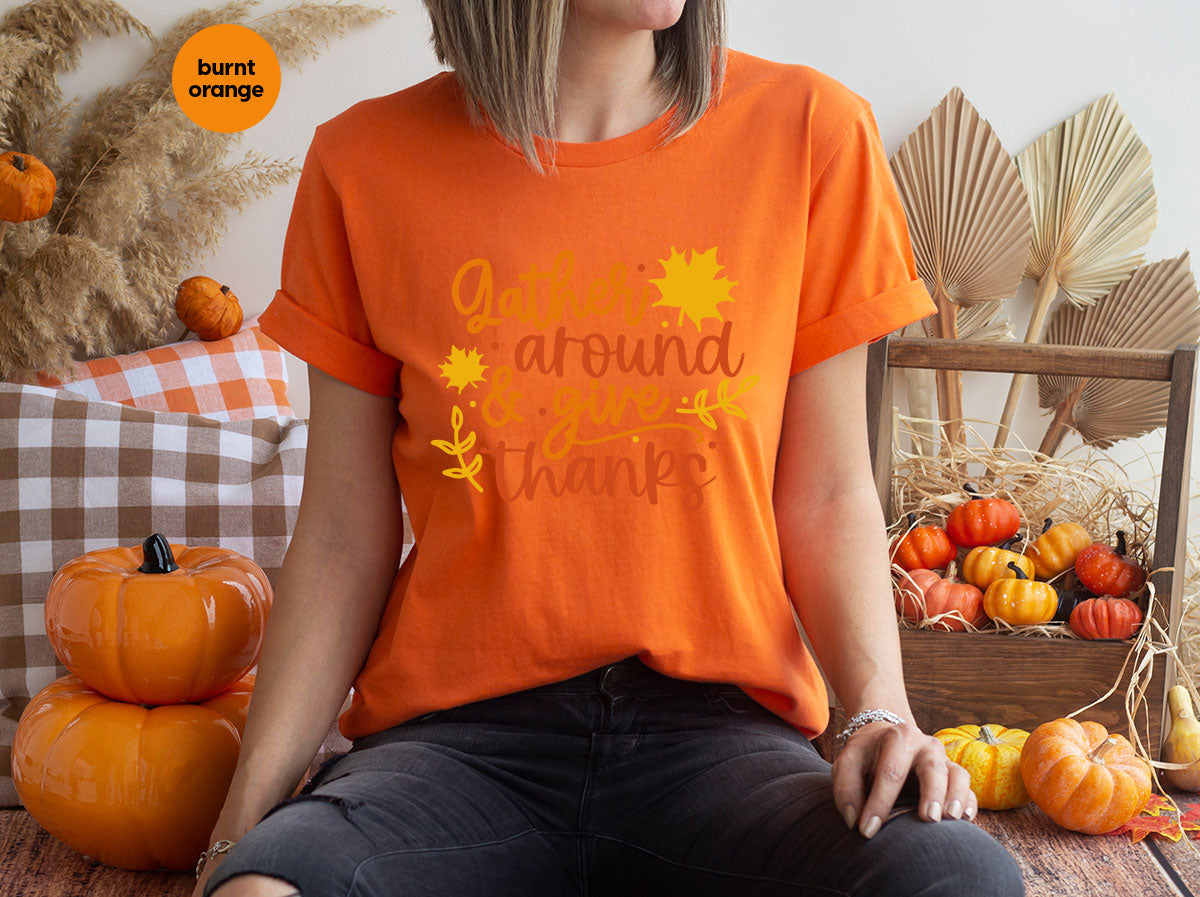 Thanksgiving Sweatshirts, Gifts for Family, Kids Fall Clothes, Leaves Graphic Tees, Autumn Toddler Outfits, Thankful Vneck TShirt