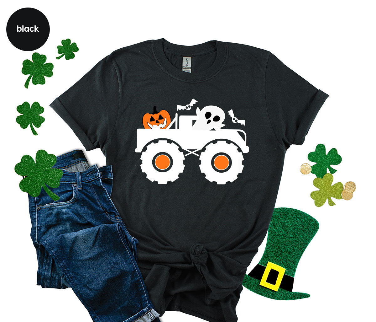 Kids Halloween Shirt, Halloween Gifts, Boys Truck T-Shirt, Ghost Outfit, Pumpkin Graphic Tees, Spooky Season Gifts, Toddler Clothes