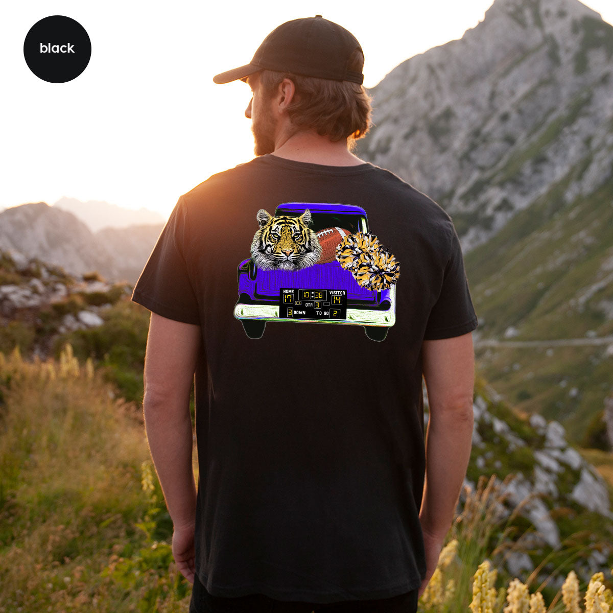 Football Truck Shirt, Tiger Graphic Tees, Football Mom TShirt, Football Gifts for Her, Cheer Vneck Shirt, Gift for Him, Sports Clothing
