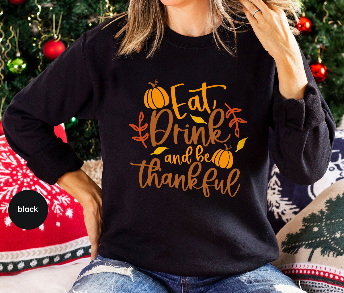 Cute Pumpkin T-Shirt, Fall Graphic Tees, Thankful Gifts, Thanksgiving Outfits, Autumn Crewneck Sweatshirt, Fall Leaves Vneck Shirt