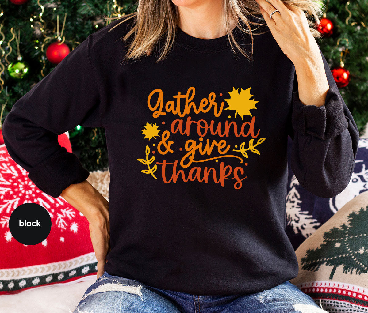 Thanksgiving Sweatshirts, Gifts for Family, Kids Fall Clothes, Leaves Graphic Tees, Autumn Toddler Outfits, Thankful Vneck TShirt