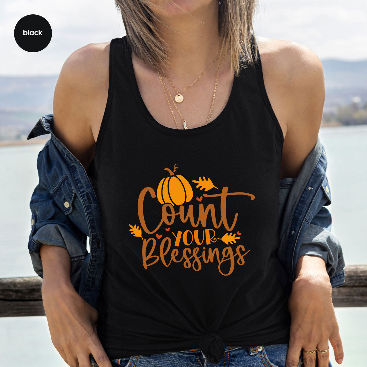 Cute Fall Outfit, Pumpkin Shirts, Gift for Her, Thanksgiving Clothing, Autumn Crewneck Sweatshirt, Blessed Vneck Tshirt, Leaves Graphic Tees