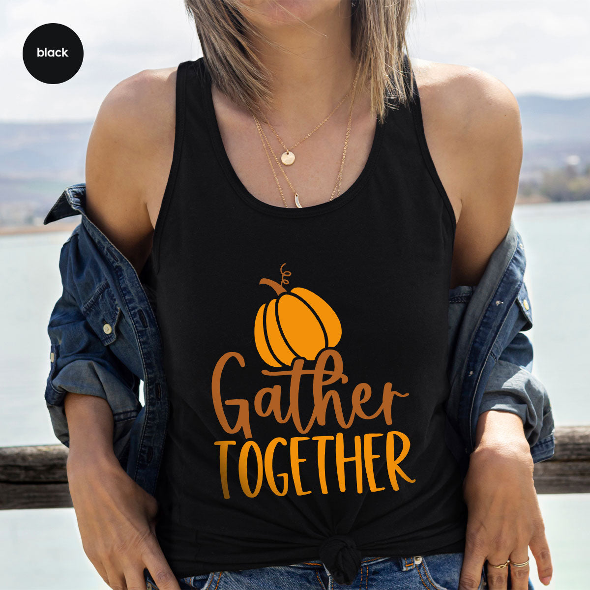 Fall Crewneck Sweatshirt, Thanksgiving Family Outfits, Pumpkin Graphic Tees, Autumn Clothing, Thankful Toddler Tshirt, Gather Together Shirt