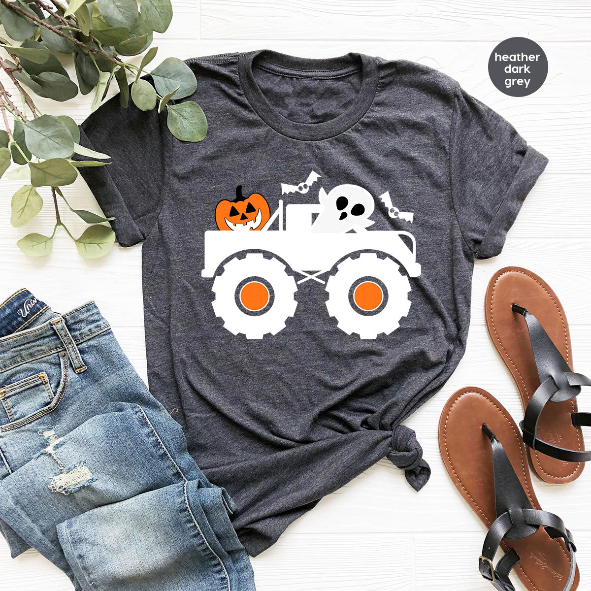 Kids Halloween Shirt, Halloween Gifts, Boys Truck T-Shirt, Ghost Outfit, Pumpkin Graphic Tees, Spooky Season Gifts, Toddler Clothes
