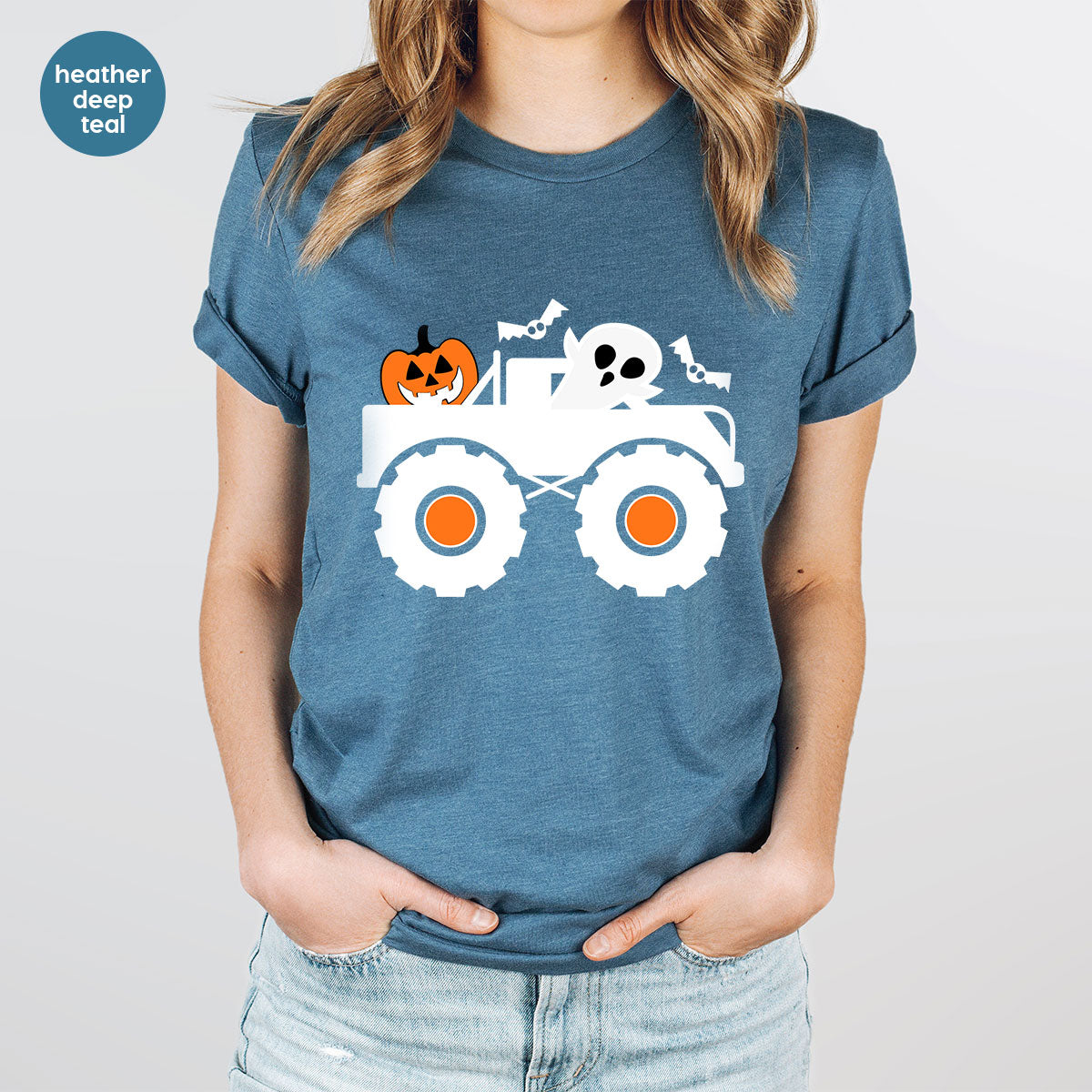 Kids Halloween Shirt, Halloween Gifts, Boys Truck T-Shirt, Ghost Outfit, Pumpkin Graphic Tees, Spooky Season Gifts, Toddler Clothes