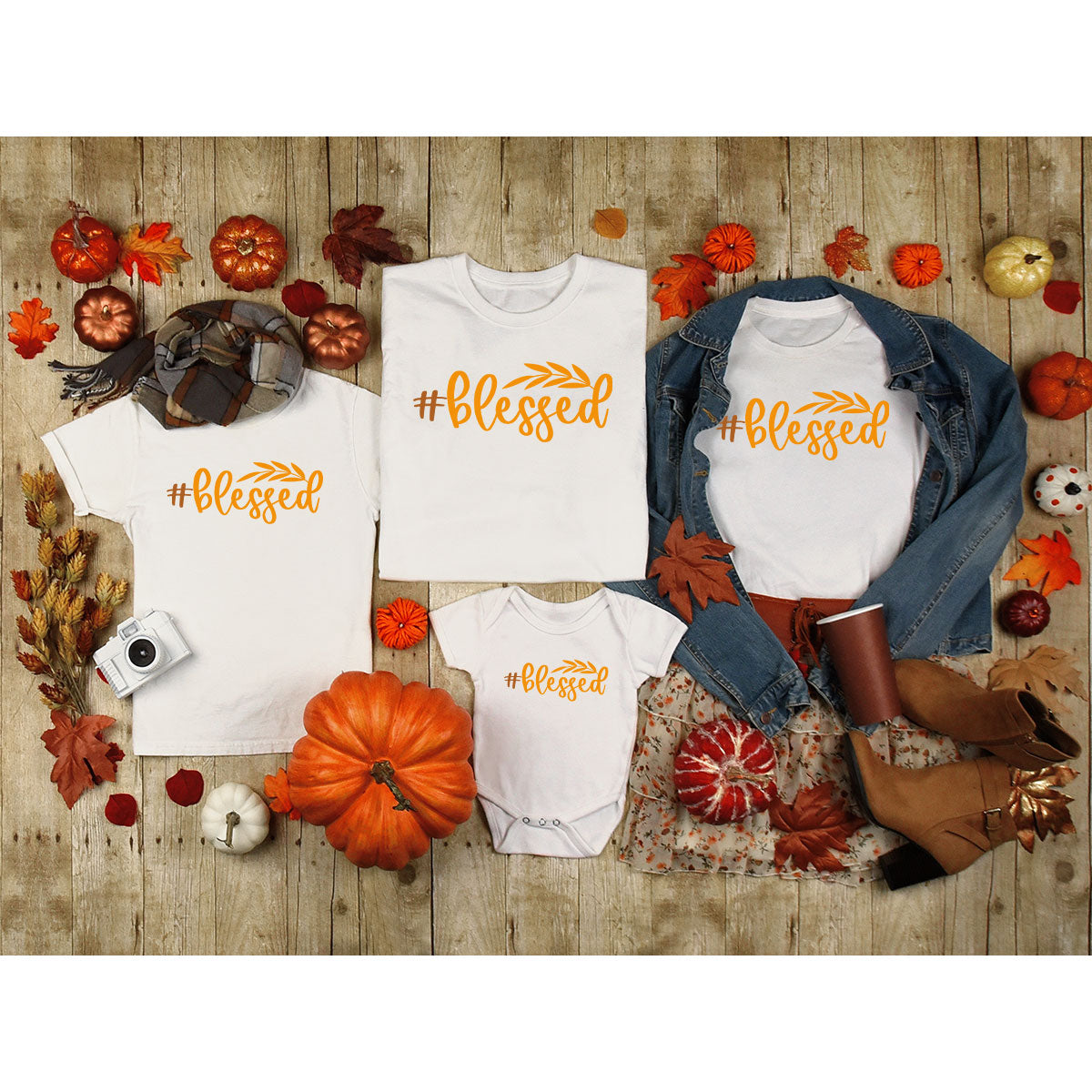 Cute Blessed T-Shirt, Fall Leaves Graphic Tees, Gift for Her, Womens Autumn Clothing, Thanksgiving Sweatshirt, Girls Vneck Tshirts