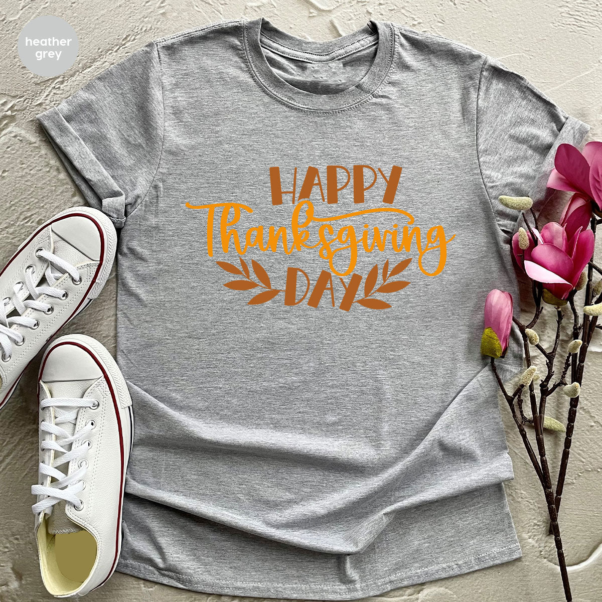 Happy Thanksgiving Day T-Shirt, Matching Family Shirts, Fall Crewneck Sweatshirt, Family Gifts, Leaves Graphic Tees, Autumn Vneck TShirt