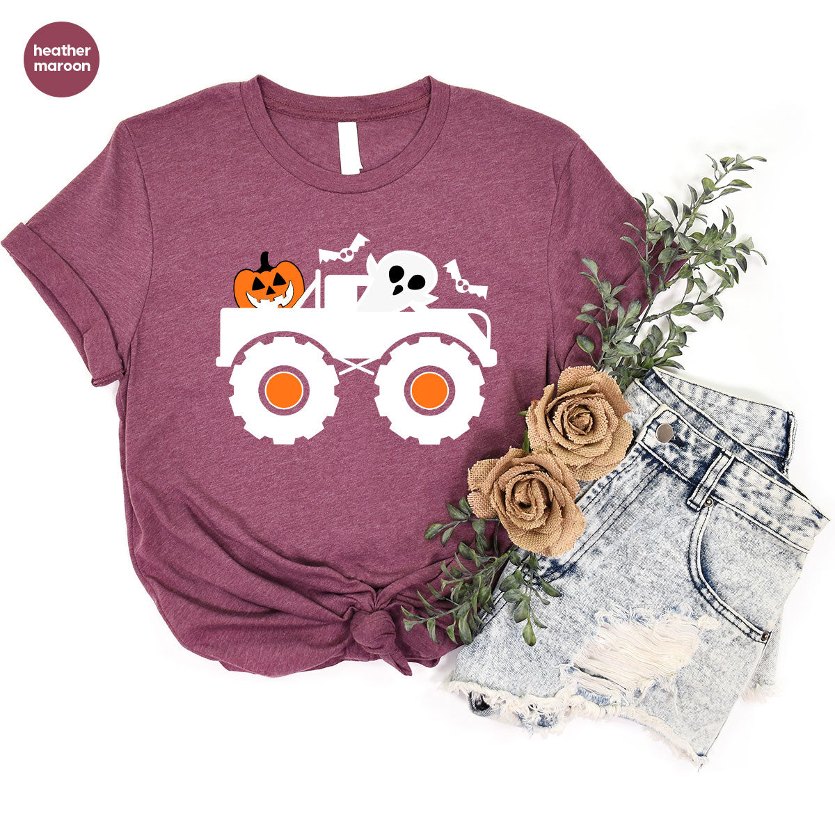 Kids Halloween Shirt, Halloween Gifts, Boys Truck T-Shirt, Ghost Outfit, Pumpkin Graphic Tees, Spooky Season Gifts, Toddler Clothes
