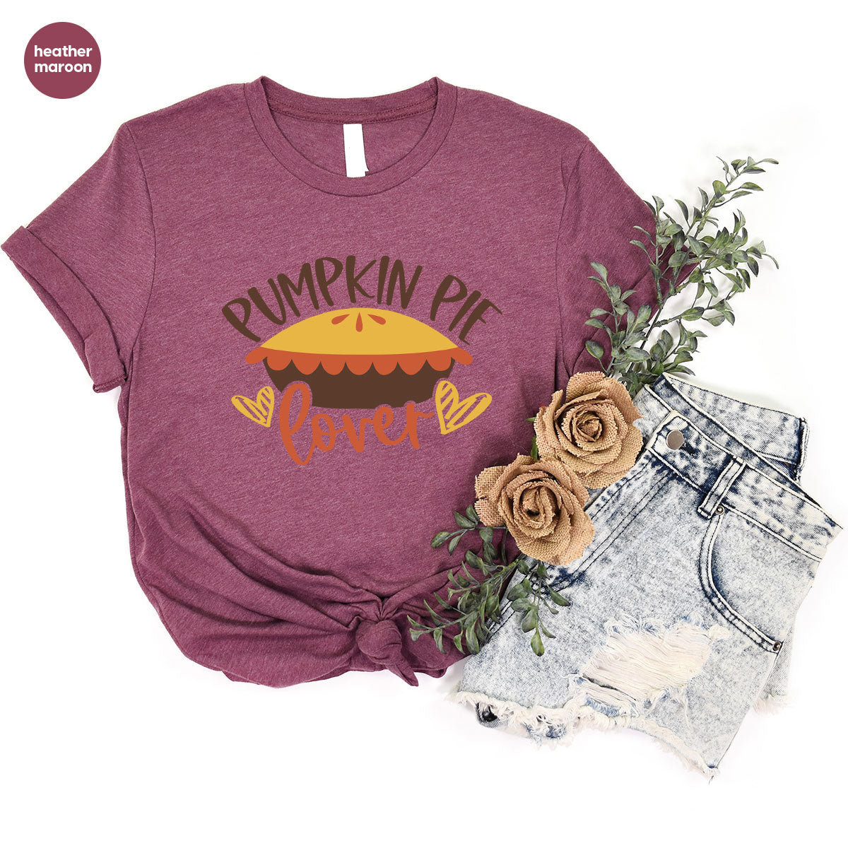 Kids Thanksgiving Shirts, Pumpkin Pie Graphic Tees, Gift for Her, Fall Crewneck Sweatshirt, Cute Toddler Clothes, Autumn Vneck T-Shirt