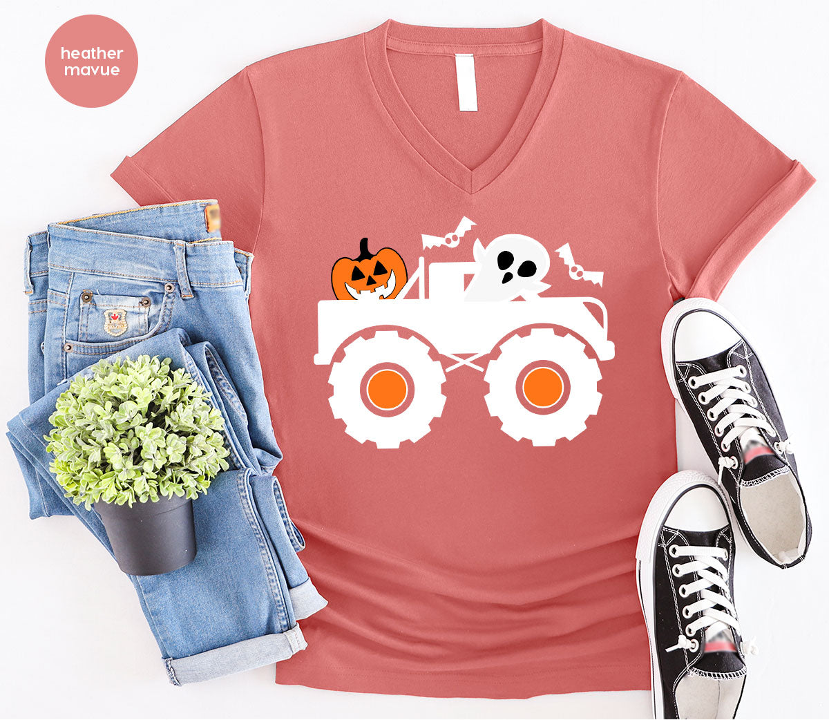 Kids Halloween Shirt, Halloween Gifts, Boys Truck T-Shirt, Ghost Outfit, Pumpkin Graphic Tees, Spooky Season Gifts, Toddler Clothes