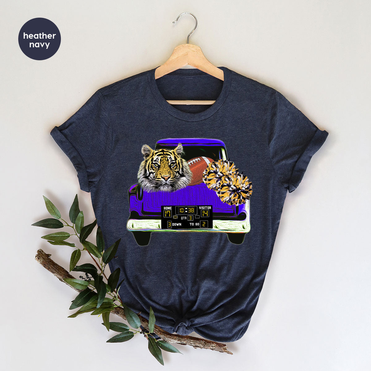 Football Truck Shirt, Tiger Graphic Tees, Football Mom TShirt, Football Gifts for Her, Cheer Vneck Shirt, Gift for Him, Sports Clothing