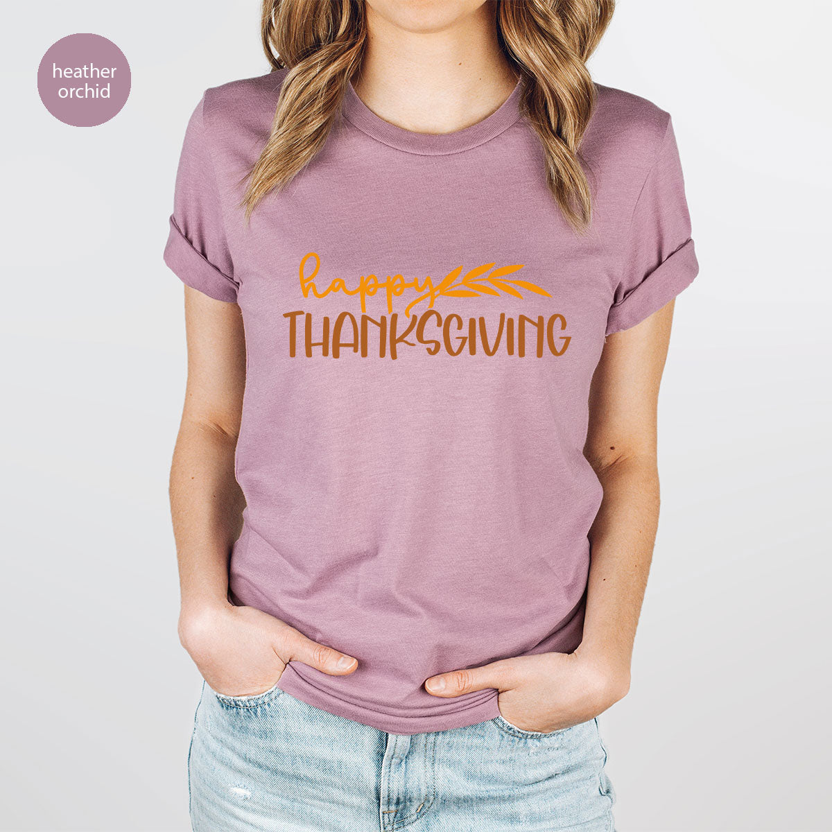 Happy Thanksgiving Shirt, Fall Crewneck Sweatshirt, Family Gifts, Matching Family TShirts, Autumn Vneck Tshirt, Leaves Graphic Tees