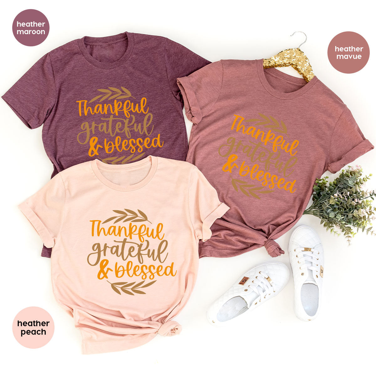 Fall Tshirt, Autumn Clothing, Gift for Her, Happy Thanksgiving Outfit, Leaves Graphic Tees, Thankful Grateful Blessed T-Shirt