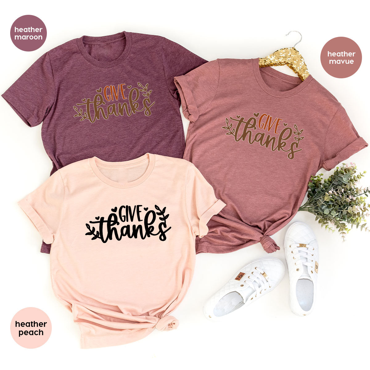 EXMIUN Thanksgiving Thankful T-Shirt For Women – Fall Leaf Letter Print Short Sleeve Top, Soft Cotton Blend Tee In Green - View #4