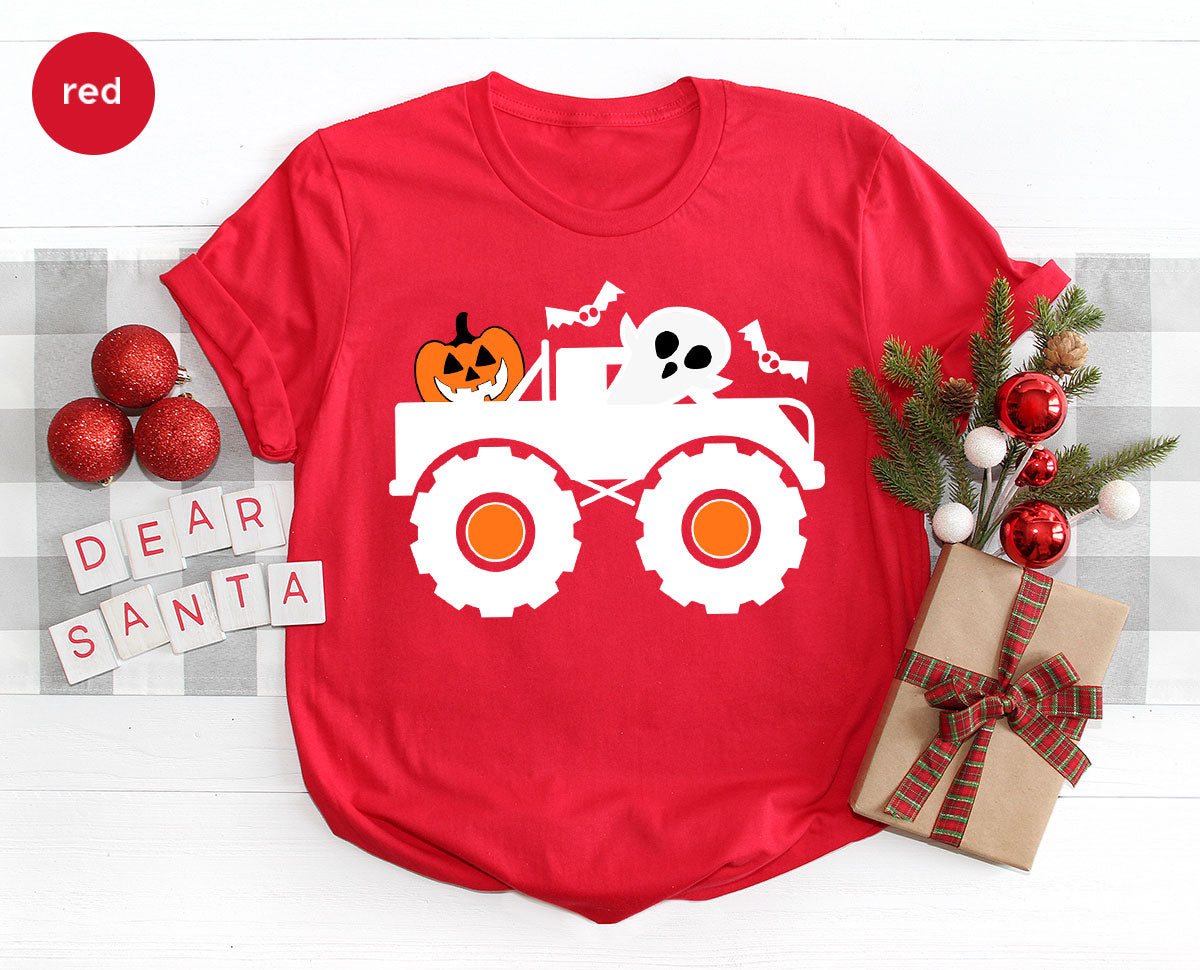 Kids Halloween Shirt, Halloween Gifts, Boys Truck T-Shirt, Ghost Outfit, Pumpkin Graphic Tees, Spooky Season Gifts, Toddler Clothes