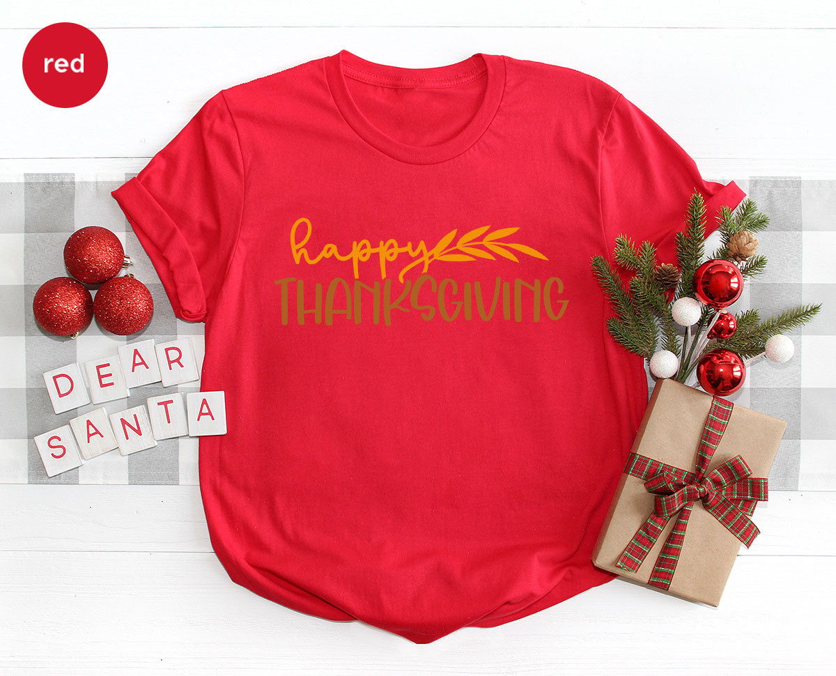 Happy Thanksgiving Shirt, Fall Crewneck Sweatshirt, Family Gifts, Matching Family TShirts, Autumn Vneck Tshirt, Leaves Graphic Tees