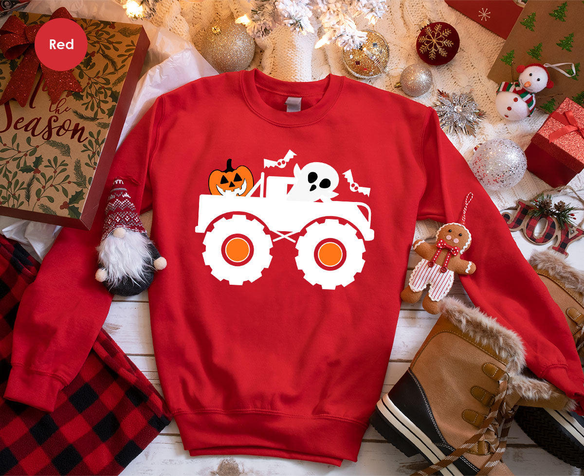 Kids Halloween Shirt, Halloween Gifts, Boys Truck T-Shirt, Ghost Outfit, Pumpkin Graphic Tees, Spooky Season Gifts, Toddler Clothes