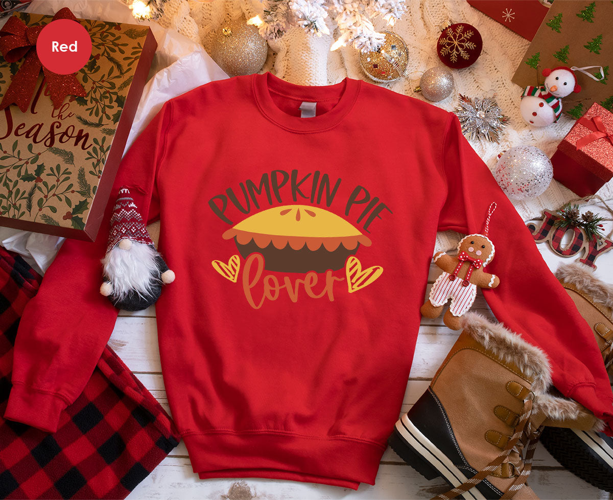 Kids Thanksgiving Shirts, Pumpkin Pie Graphic Tees, Gift for Her, Fall Crewneck Sweatshirt, Cute Toddler Clothes, Autumn Vneck T-Shirt