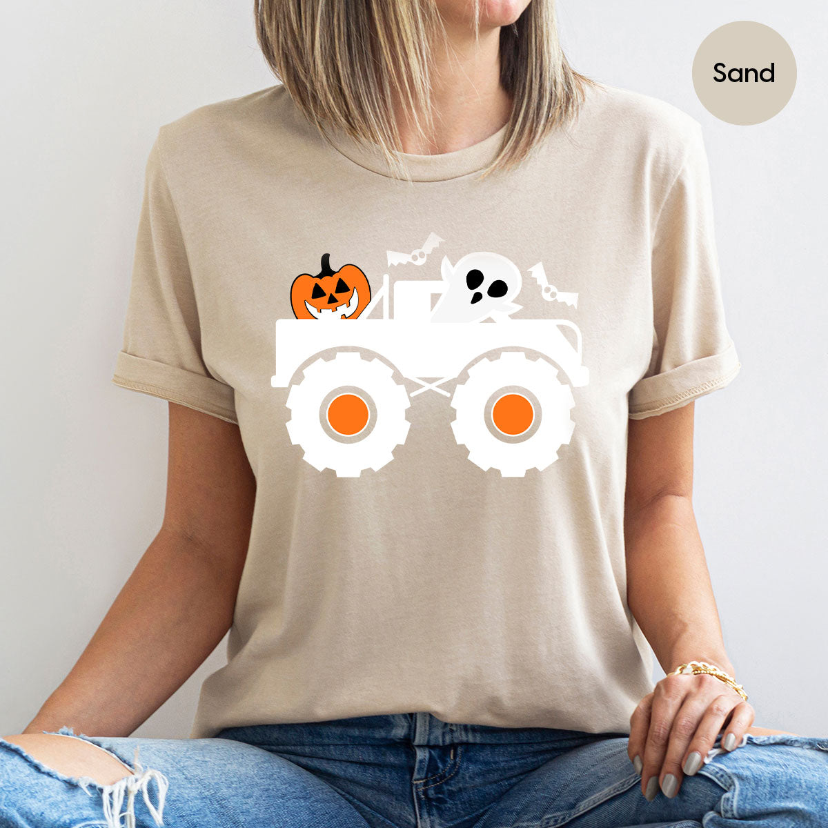 Kids Halloween Shirt, Halloween Gifts, Boys Truck T-Shirt, Ghost Outfit, Pumpkin Graphic Tees, Spooky Season Gifts, Toddler Clothes