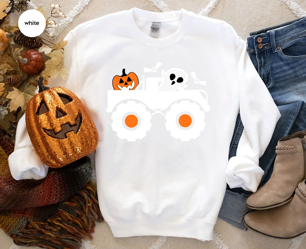 Kids Halloween Shirt, Halloween Gifts, Boys Truck T-Shirt, Ghost Outfit, Pumpkin Graphic Tees, Spooky Season Gifts, Toddler Clothes
