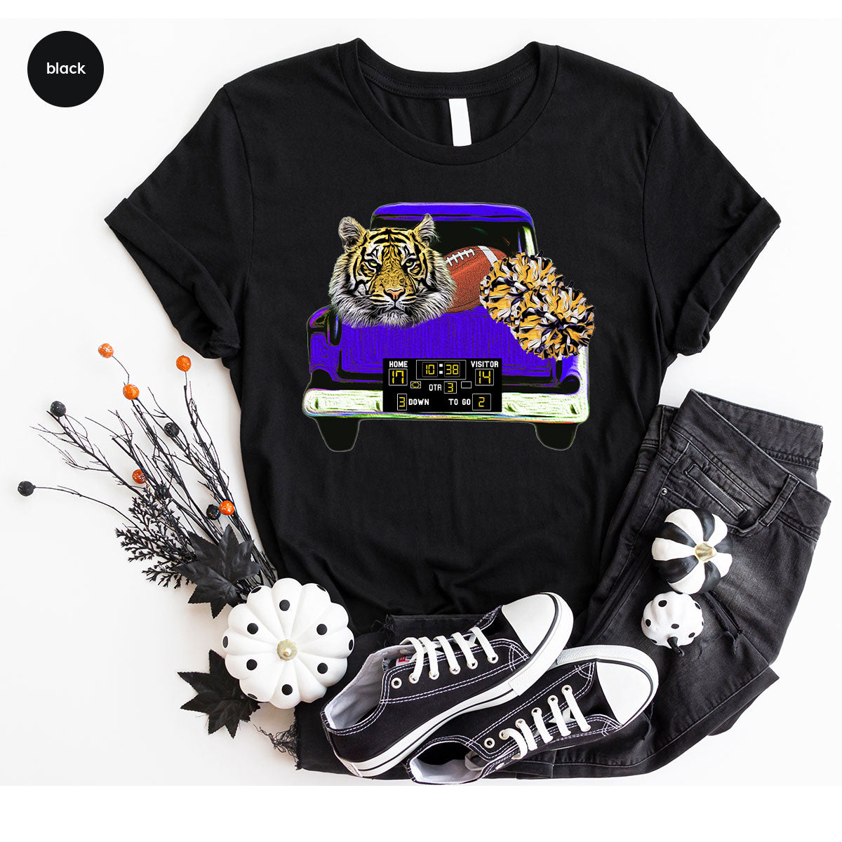 Football Truck Shirt, Tiger Graphic Tees, Football Mom TShirt, Football Gifts for Her, Cheer Vneck Shirt, Gift for Him, Sports Clothing