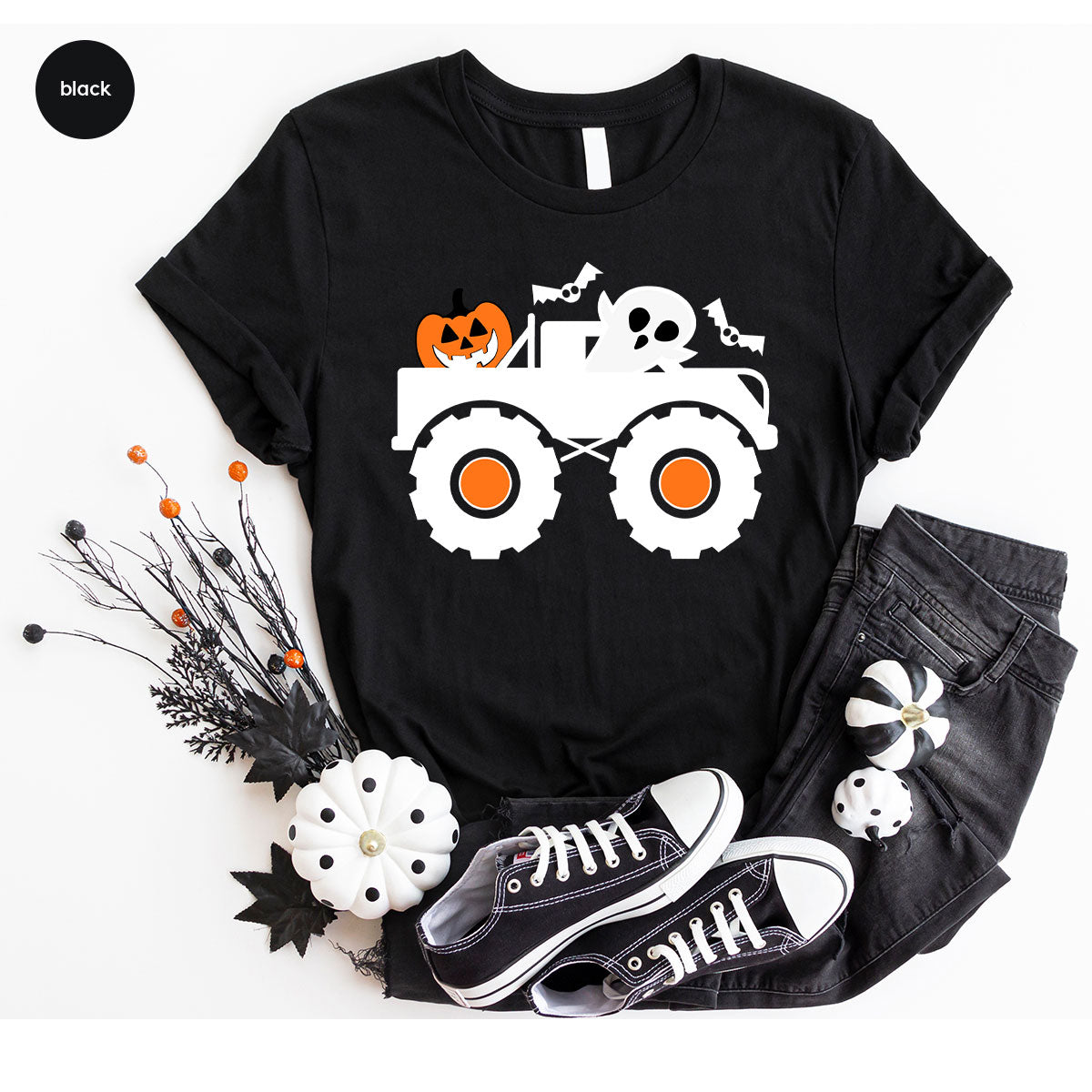 Kids Halloween Shirt, Halloween Gifts, Boys Truck T-Shirt, Ghost Outfit, Pumpkin Graphic Tees, Spooky Season Gifts, Toddler Clothes