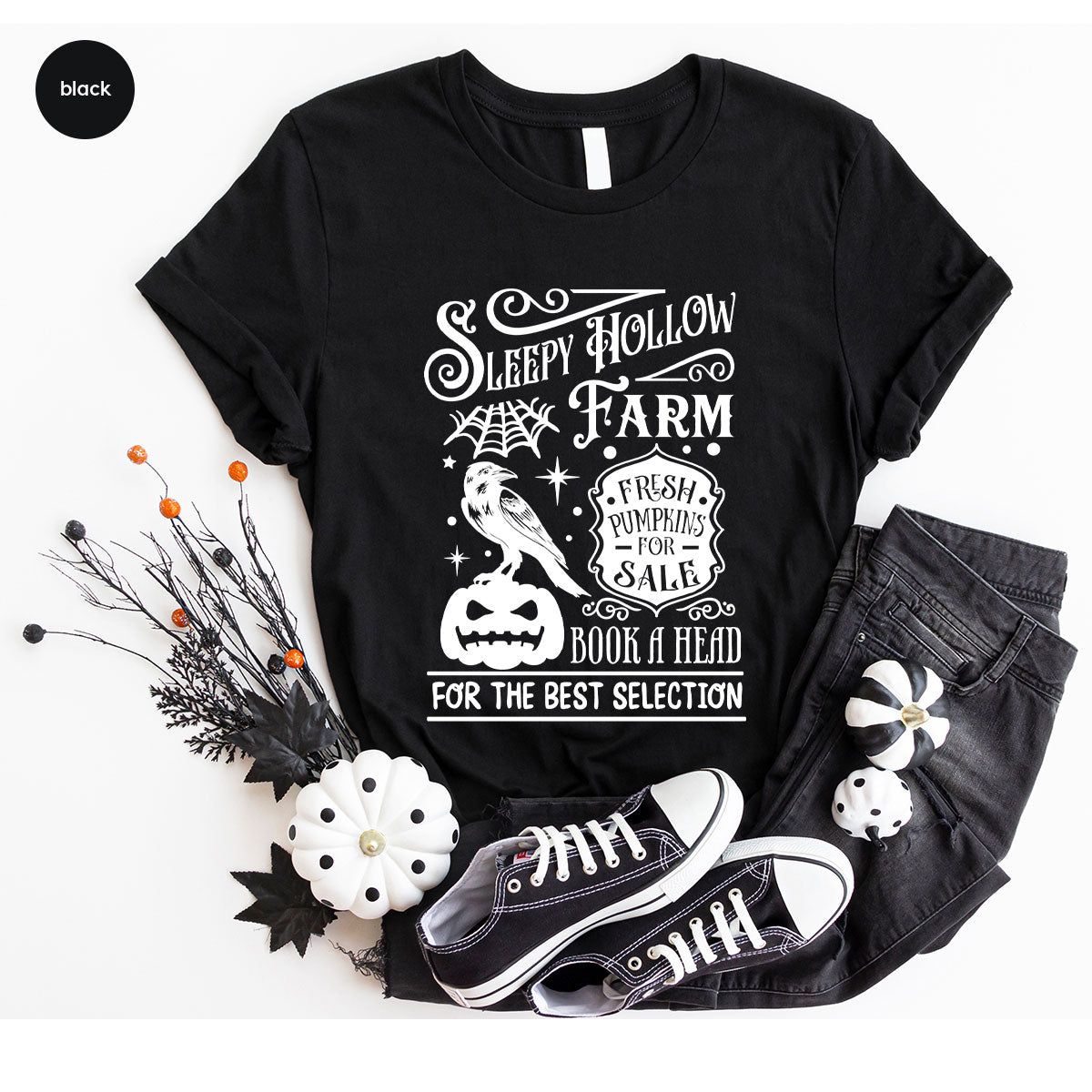 Halloween Sweatshirt, Farmer Outfit, Pumpkin Shirt, Spooky Season Clothing, Crow T-Shirt, Farm Graphic Tees, Gift for Him, Movie VNeck Shirt