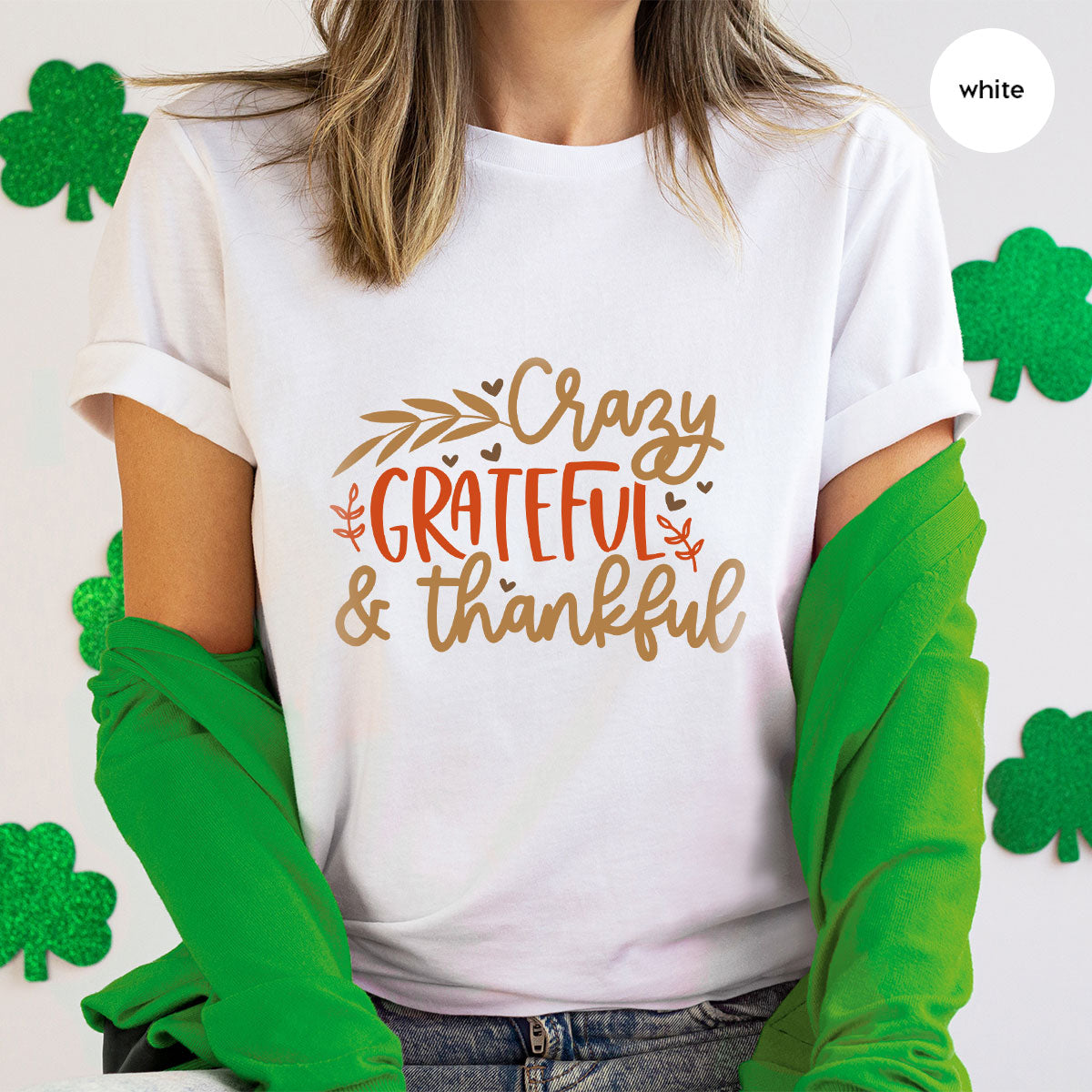 Funny Fall T Shirt, Gift for Her, Crazy Grateful Thankful T-Shirt, Autumn Clothing, Happy Thanksgiving TShirts, Leaves Graphic Tees