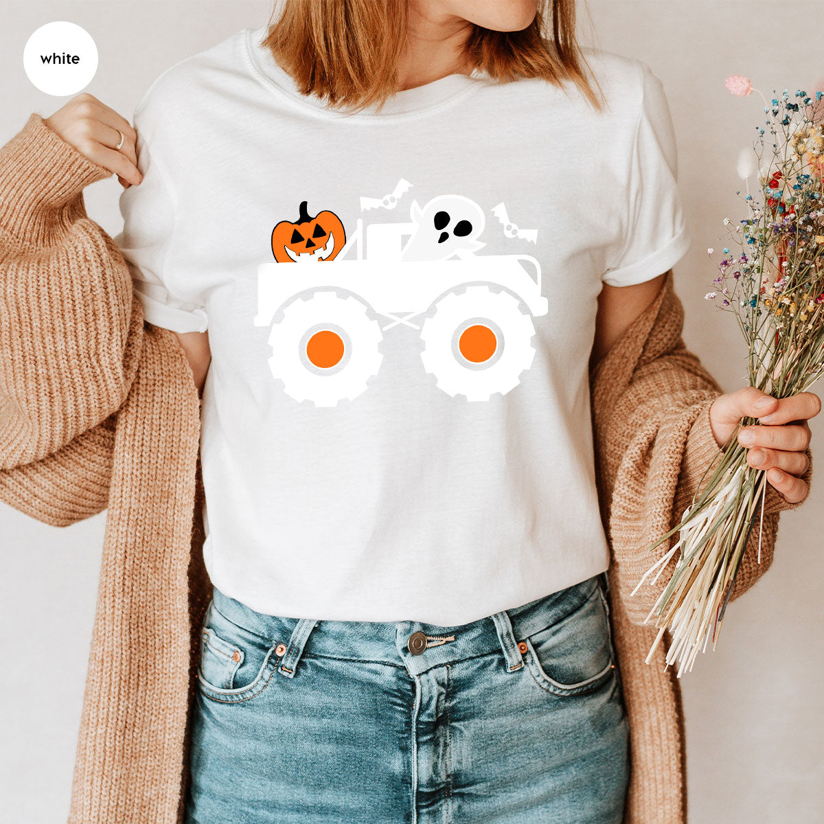 Kids Halloween Shirt, Halloween Gifts, Boys Truck T-Shirt, Ghost Outfit, Pumpkin Graphic Tees, Spooky Season Gifts, Toddler Clothes