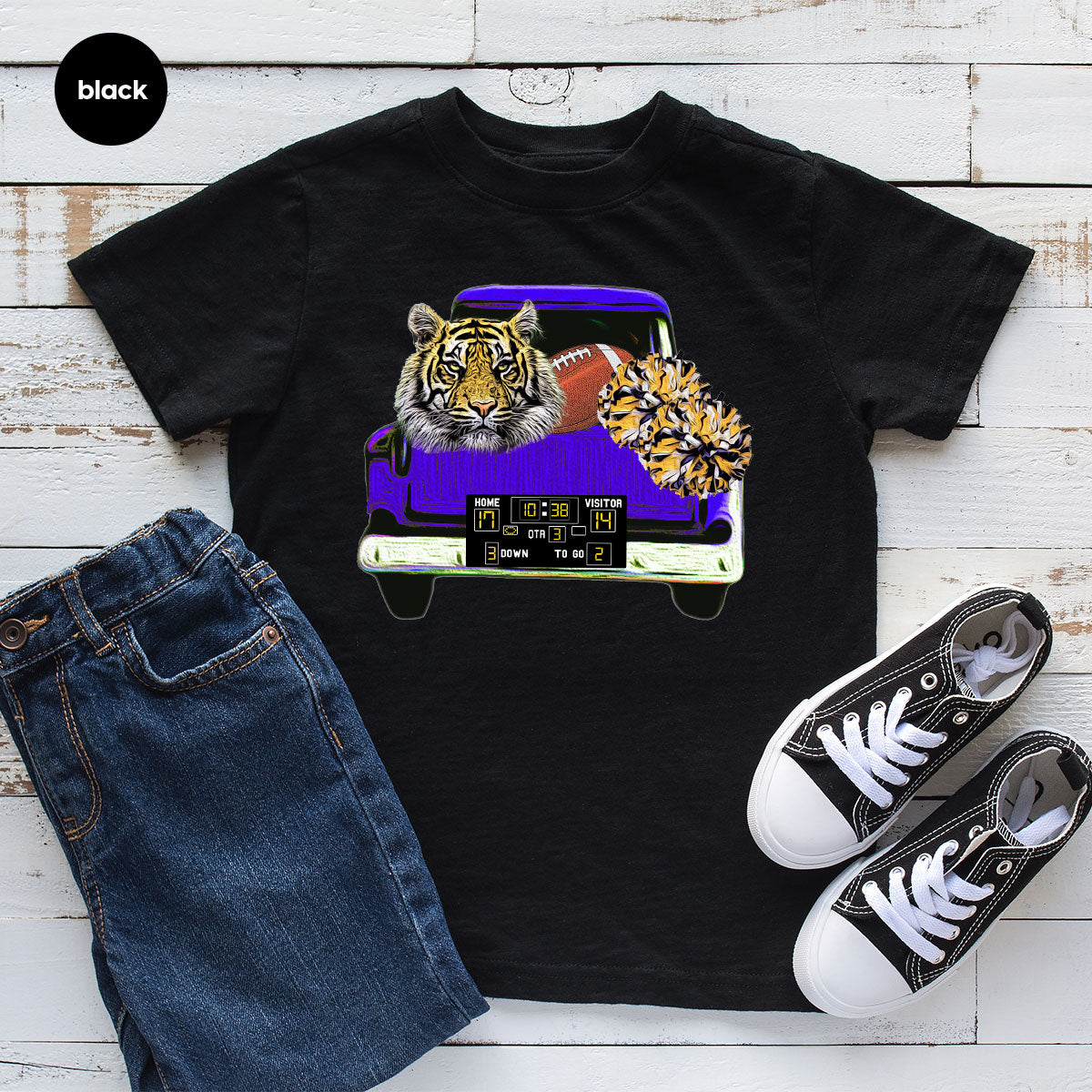 Football Truck Shirt, Tiger Graphic Tees, Football Mom TShirt, Football Gifts for Her, Cheer Vneck Shirt, Gift for Him, Sports Clothing