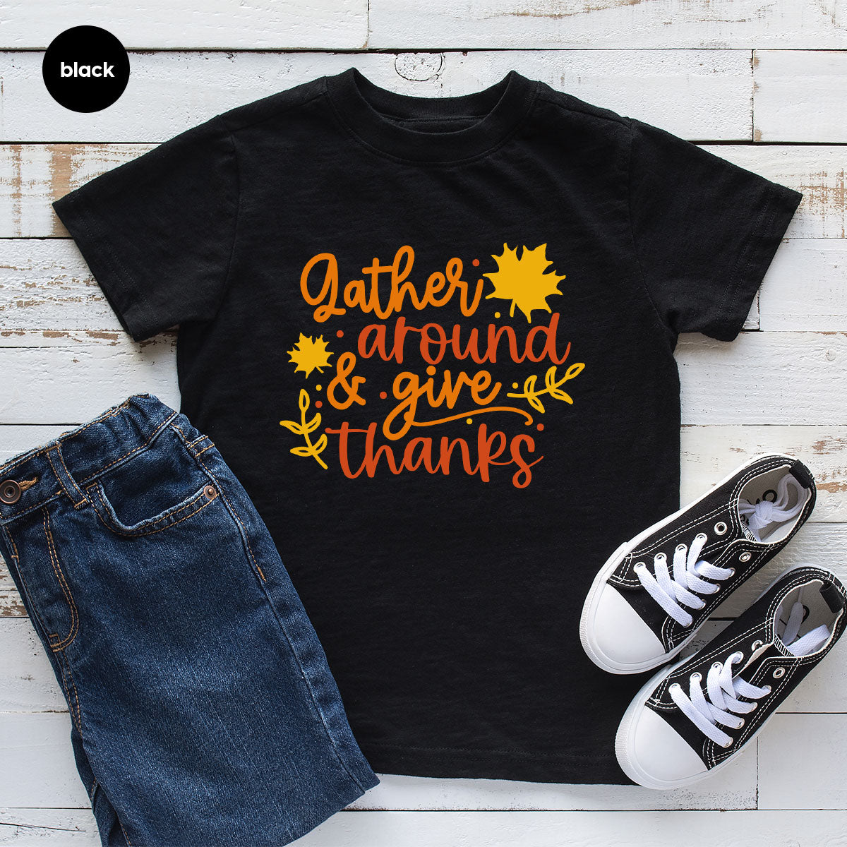 Thanksgiving Sweatshirts, Gifts for Family, Kids Fall Clothes, Leaves Graphic Tees, Autumn Toddler Outfits, Thankful Vneck TShirt