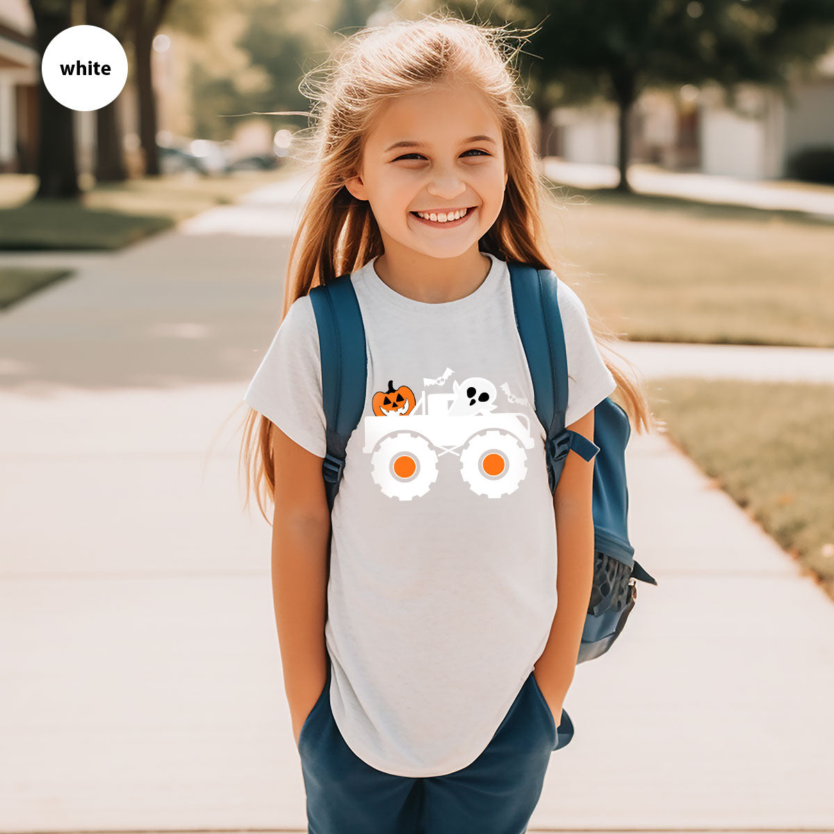 Kids Halloween Shirt, Halloween Gifts, Boys Truck T-Shirt, Ghost Outfit, Pumpkin Graphic Tees, Spooky Season Gifts, Toddler Clothes