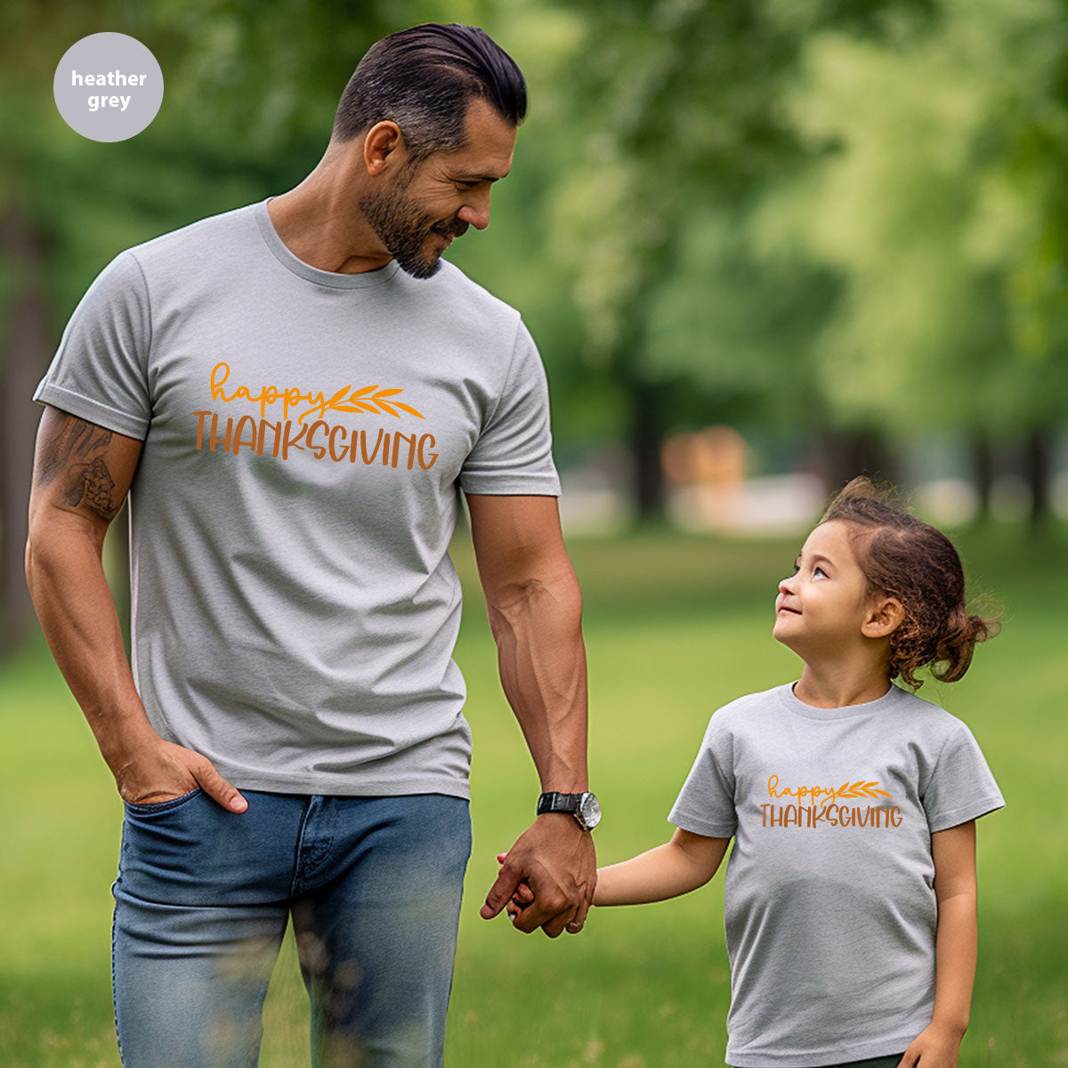 Happy Thanksgiving Shirt, Fall Crewneck Sweatshirt, Family Gifts, Matching Family TShirts, Autumn Vneck Tshirt, Leaves Graphic Tees