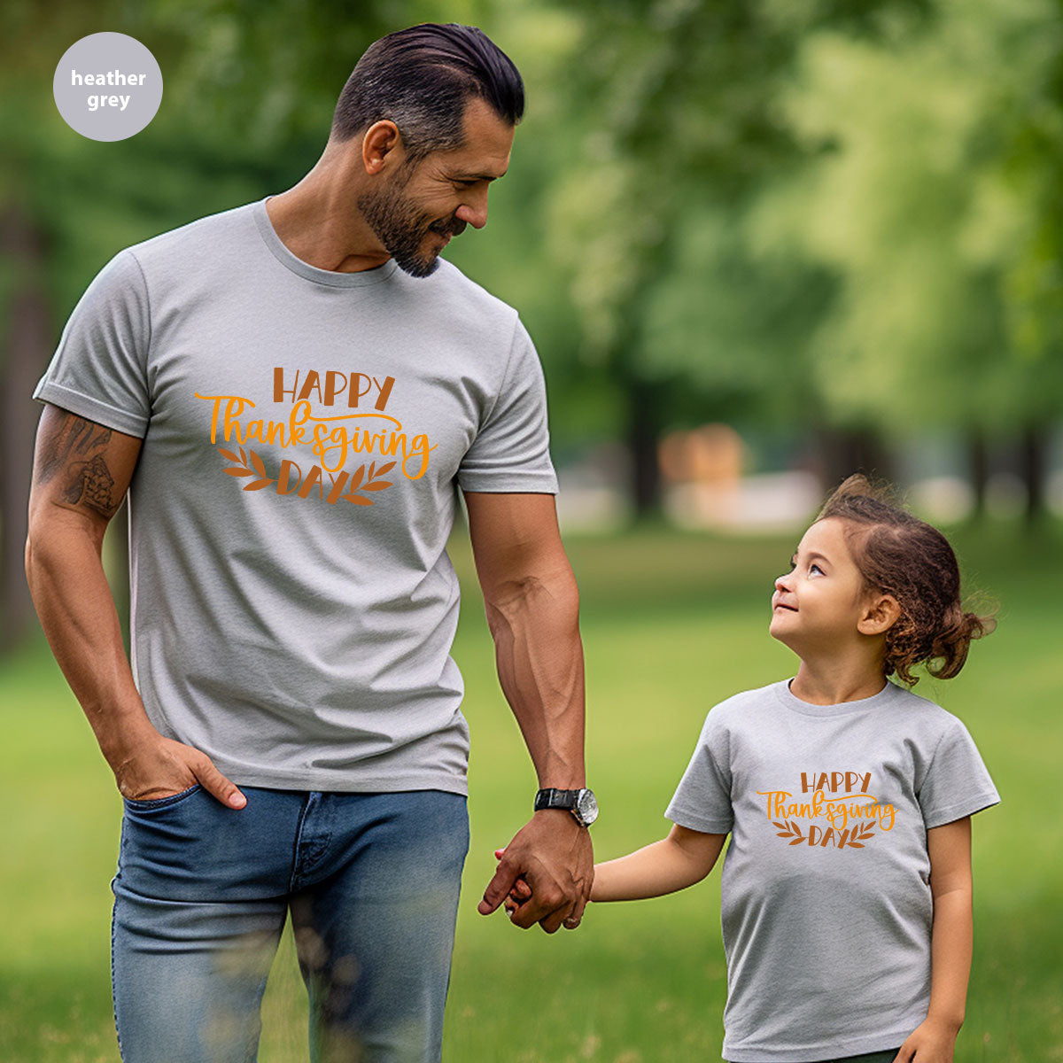 Happy Thanksgiving Day T-Shirt, Matching Family Shirts, Fall Crewneck Sweatshirt, Family Gifts, Leaves Graphic Tees, Autumn Vneck TShirt