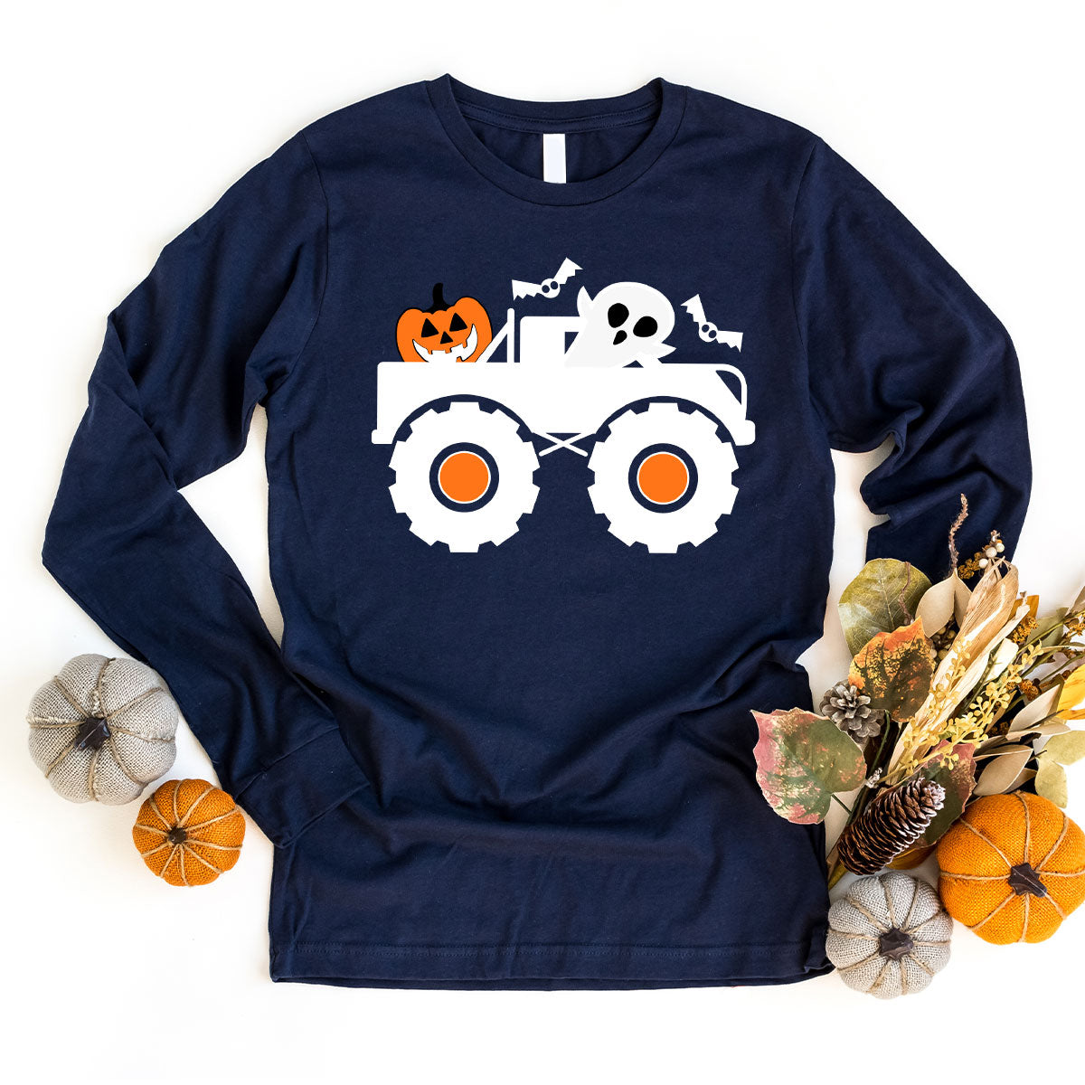 Kids Halloween Shirt, Halloween Gifts, Boys Truck T-Shirt, Ghost Outfit, Pumpkin Graphic Tees, Spooky Season Gifts, Toddler Clothes