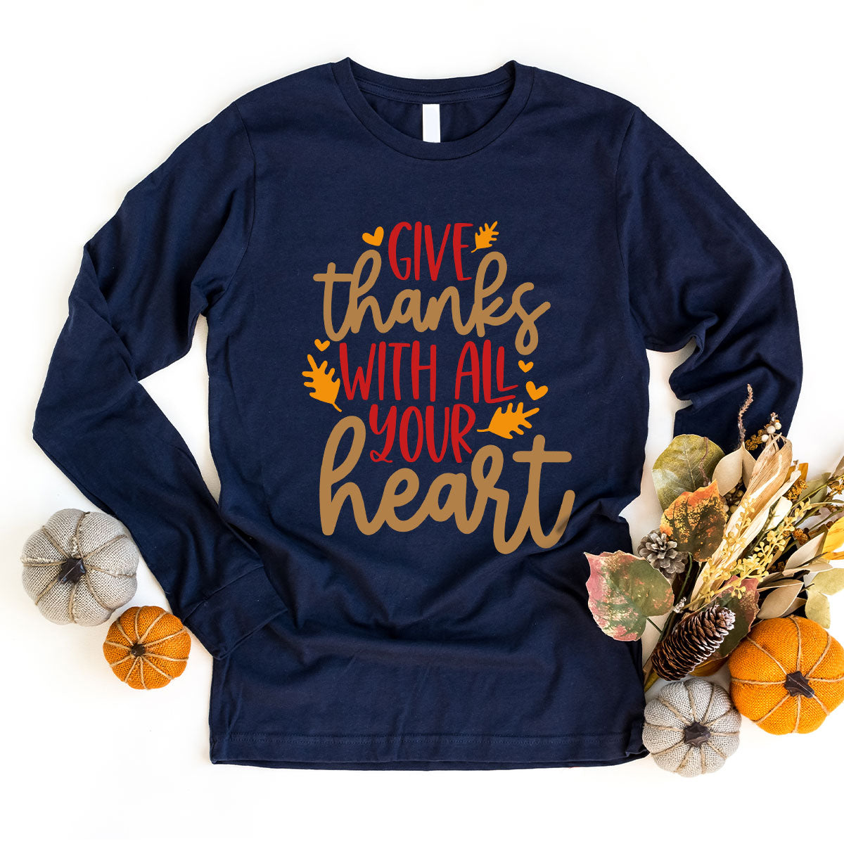 Cute Fall Clothing, Thanksgiving T-Shirt, Gift for Her, Leaves Graphic Tees, Autumn Outfit, Womens Vneck Shirt, Thankful Sweatshirt