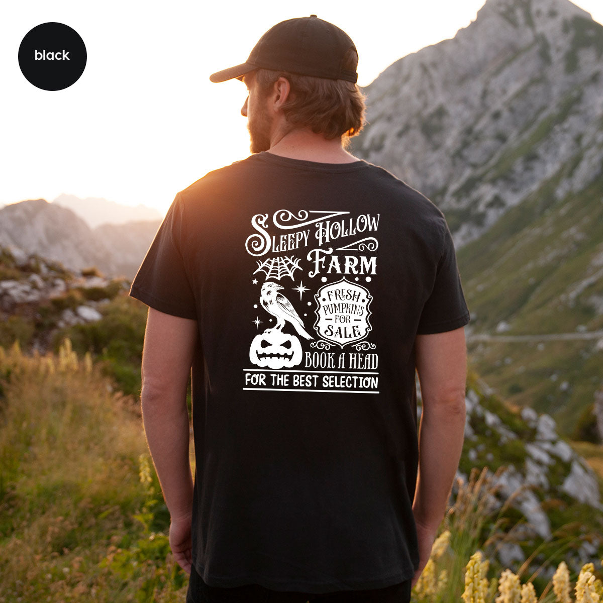 Halloween Sweatshirt, Farmer Outfit, Pumpkin Shirt, Spooky Season Clothing, Crow T-Shirt, Farm Graphic Tees, Gift for Him, Movie VNeck Shirt
