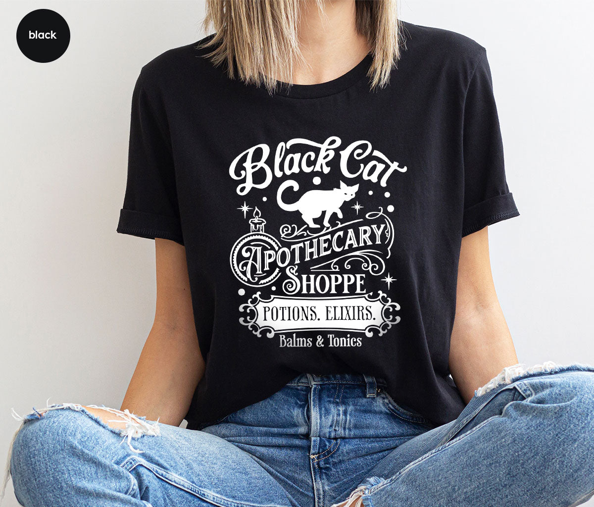 Halloween Party T-Shirt, Spooky Sweatshirt, Halloween Gifts, Cat Clothing, Genderneutral Adult Shirt, Apothecary Graphic Tees, Gift for Kids